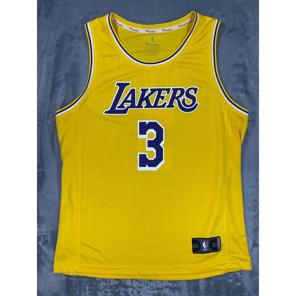Fanatics Anthony Davis Los Angeles Lakers Jersey Yellow Mens Large 3 NBA 461M